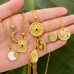 Vendita calda <span class=keywords><strong>collana</strong></span> di gioielli personalizzati in acciaio inox per le donne classico moda PVD oro 18K Sun Star <span class=keywords><strong>collana</strong></span> ciondolo <span class=keywords><strong>luna</strong></span> - Product Image 1