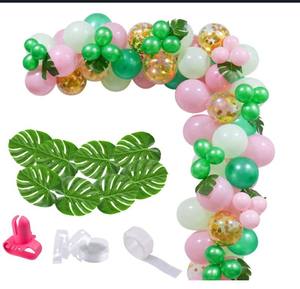 Feuille de palmier vert rose ballon chaîne bébé bienvenue fête mariage anniversaire hawaïen arc ballon - Product Image 1