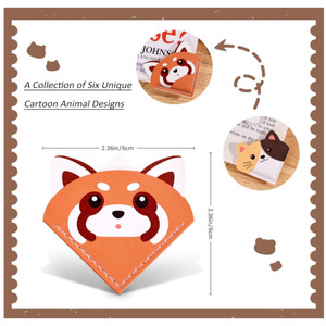 Marcapáginas de animales de dibujos animados más vendidos a nivel internacional, marcapáginas de cuero con clip, marcapáginas triangulares para estudiantes. - Product Image 5
