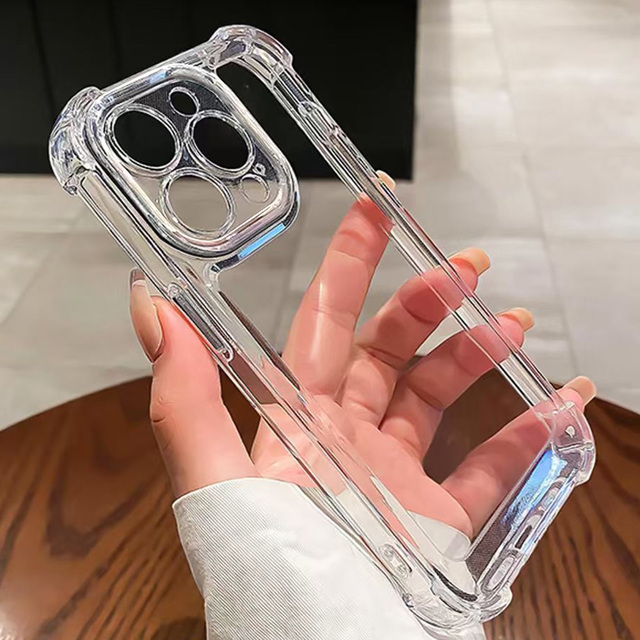 Shockproof Transparent Acrylic Hard Cover Four Corner Anti-Fall Phone Case iPhone 17 15 Pro Max Space TPU Mobile Phone Protector