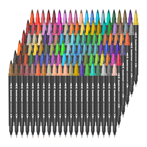24 Couleurs Dessin Lettrage <span class=keywords><strong>Calligraphie</strong></span> Fineliner Double Pointe Aquarelle Pinceau Stylo Art Marqueur - Product Image 3