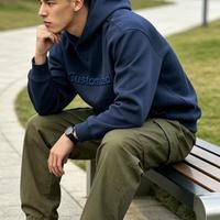 Ensemble sweat-shirt et pantalon de survêtement streetwear avec logo brodé OEM, impression DTF.