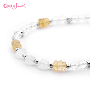 CL สร้อยข้อมือคริสตัลลูกปัดเงินสเตอร์ลิงธรรมชาติสร้อยข้อมือแฟชั่นอินเทรนด์สีเหลืองชุบทอง18K สำหรับผู้หญิง - Product Image 4