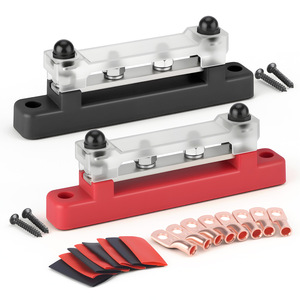 Rv <b>Yacht</b> Busbar Kit M6 Red Black Single Row 2 Way Terminal Block 12 48V Copper Battery Connection - Product Image 2