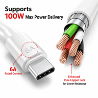 Cable USB2.0 Tipo-C con E-Marker 3A, Fabricado con Conductor de Cobre Puro para Teléfono Móvil, Altavoz Bluetooth y Lector Electrónico