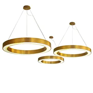 Nordic Decoration Hanging Lights Modern Hotel Led Lustre Round Ring Pendant Light Circle Ceiling Chandelier