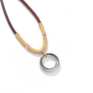 Cross Border Best Selling European American Retro Style Hollow Cross Double <b>Ring</b> Pendant Stainless Steel <b>Necklace</b> Gift - Product Image 4