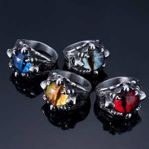 European and American Style Stainless Steel Ring Simple Hip Hop Personality Fashion in Red Yellow <b>Light</b> Blue - Product Image 2
