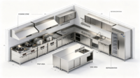 Solution de conception complète d'équipements de cuisine commerciale 3D pour projets de restauration
