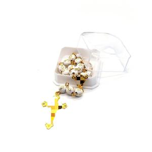 Bracelet chapelet transfrontalier en alliage de zinc doré blanc avec perles croix, bijou de baptême, cadeau unisexe, bracelet perlé tendance - Product Image 3