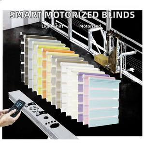 Smart Polyester Vertical Zebra Plain Motors Light Filtering Motorized Zebra <b>Shades</b> WiFi Alexa Remote Control Day Night French - Product Image 2