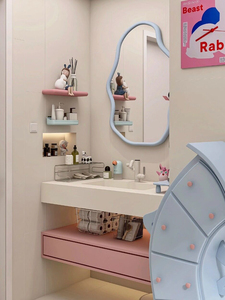 Modern cosmetic bathroom cabinet combination slate hot bending integrated basin washbasin can be customized - Product Image 4
