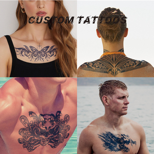 Pegatinas <span class=keywords><strong>de</strong></span> <span class=keywords><strong>tatuaje</strong></span> <span class=keywords><strong>de</strong></span> <span class=keywords><strong>pecho</strong></span> semipermanentes impermeables no tóxicas personalizadas, tinta realista a prueba <span class=keywords><strong>de</strong></span> sudor para mujeres y hombres, arte corporal - Product Image 4