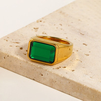 Bague femme européenne américaine rétro simple grand zircon populaire nouveau produit acier titane plaqué or 18k bijoux tendance