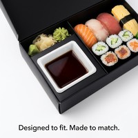 Plateau à sauce pour sushi en plastique, récipient à condiments pour boîte à sushi à emporter, 4 styles, rond, carré, blanc, noir, empilable