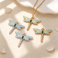 Pendentif F347 Libellule Dégradée en Émail avec Zircons Pavés pour Bijoux et Accessoires Vestimentaires