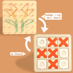 Nouveautés 2026 : Tableau d'activités créatives géométriques 2-en-1, <span class=keywords><strong>jeu</strong></span> éducatif Tic-Tac-Toe, jouets en bois pour enfants - Product Image 2