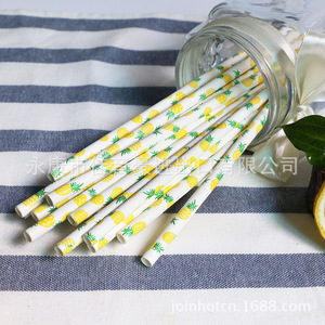 Pineapple Paper Straws 197x6mm Biodegradable Eco Friendly Party Drink Straws Straight Pipe - Product Image 3
