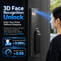 Serrure de porte intelligente WiFi Tuya avec reconnaissance faciale 3D, interphone vidéo, matériau en alliage d'aluminium et haute qualité