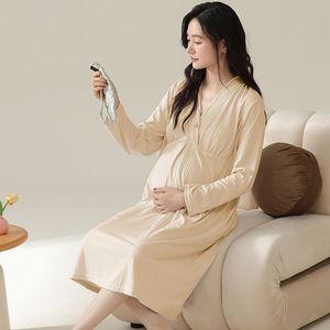 Autumn <strong>Maternity</strong> Nightdress Nursing Dress Nighty <strong>Maternity</strong> <strong>Hospital</strong> Nightgown Modal comfort Sleepwear Breastfeeding <strong>Pajamas</strong> - Product Image 1