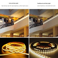 Bande lumineuse LED COB de 8 mm de large, 24 V, CRI90 élevé, ultra-lumineuse, sans scintillement, auto-adhésive, flexible, ruban lumineux linéaire, puce personnalisée