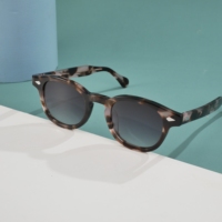 Lunettes de soleil rondes vintage en acétate pour hommes et femmes, multicolores, style rétro avec rivets en diamant, modèle de luxe fait main par un designer