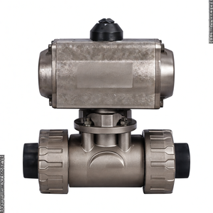 Vanne à bille pneumatique à action double COVNA HK57-T 3 voies, type double union, en plastique UPVC - Product Image 2