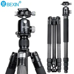 Heavy duty travel 720 degree rotating swivel mount carbon fiber panoramic gimbal ball head tripod for Camera long focus lens