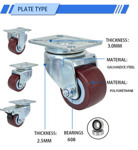 2 inch polyurethane low Center of Gravity Universal Wheel Heavy-Duty Brake Caster PVC Industrial Trolly Brake castors - Product Image 5
