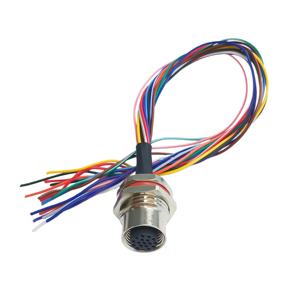 Conector de aviación de acero inoxidable HUA M12 IP68 impermeable de cobre 4A de 17 pines y 17 núcleos, con terminales macho y hembra de brida para alimentación - Product Image 5
