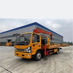 Dongfeng รถบรรทุกพ่วงรถเครน5ton, รถบรรทุกพ่วงถาดเอียงพื้นเรียบ8-10ตัน - Product Image 1