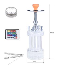 JCQH China Factory Large Size Classic Style Eco-Friendly Durable Glass+Acrylic LED Chicha <strong>Hubbly</strong> <strong>Bubbly</strong> Shisha Hookah 4 <strong>Pipes</strong> - Product Image 4