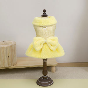 Winter Dog Dress Coat with Bow | Soft Warm Princess <strong>Outfit</strong> for Small Dogs, Fleece Jacket for <strong>Cold</strong> <strong>Weather</strong> - Product Image 3