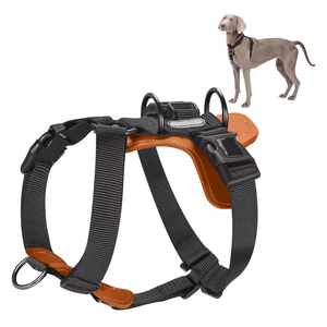 Rompi Harness anjing berbentuk H tarik tanpa tarikan ringan dengan tali empuk kulit dan cincin D - Product Image 1
