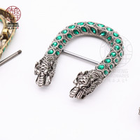 Serrure de vêtements à tête de serpent en forme de U, boucle de ceinture à double robinet à arc incurvé, décoration de sac à tête à vis longue cloutée
