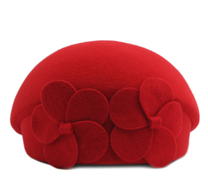 Béret en <span class=keywords><strong>laine</strong></span> pour femmes, dames, double décoration florale, style vintage français britannique, élégant, chaud pour l'hiver, chapeau de marche, chapeau de peintre - Product Image 6