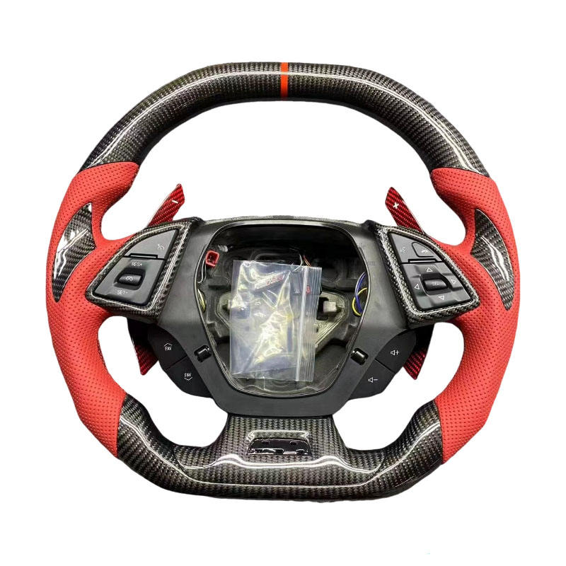 คาร์บอน + หนัง + เย็บแถบสีแดง + ไม่มีปุ่มพาย