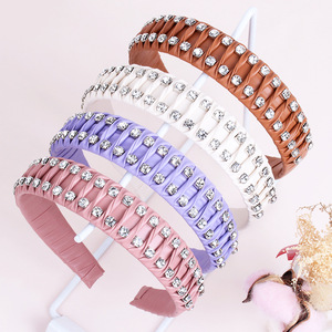 Hua Liyu Bandeaux en cuir pour femmes avec strass rose, violet, blanc, marron, couvre-chef tendance pour femmes - Product Image 1