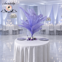 Centre de table haut ANNIELU en organza avec support métallique pour réception de mariage, banquet, fête d'anniversaire, décoration d'événements