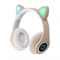 Casque Bluetooth Oreilles de Chat 2026 Sans Fil Hifi Stéréo Bass Lumière LED pour Téléphone Portable Enfants et PC