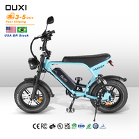 Vélo tout-terrain OUXI Mini Fat Bike V8 avec pneus larges de 16 pouces, dérailleur et vitesses, idéal pour l'exploration des sentiers forestiers et les sorties en plein air.