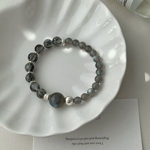 Natural Grey Moonstone Black Rutilated Quartz <b>Bracelet</b> S925 Sterling Silver Unisex Everyday Wear - Product Image 4