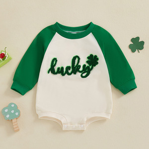 Infant Baby Girl Boy Saint <strong>Patrick</strong> <strong>s</strong> <strong>Day</strong> <strong>Outfit</strong> Wee Little Hooligan Bubble Romper Newborn Patchwork Playsuit - Product Image 2