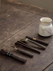 Pot de rangement peint à la main motif kaki pour cérémonie du <span class=keywords><strong>thé</strong></span> Six <span class=keywords><strong>Gentlemen</strong></span>, avec accessoires : tube à <span class=keywords><strong>thé</strong></span> individuel, cuillère à <span class=keywords><strong>thé</strong></span>, stylo à <span class=keywords><strong>thé</strong></span> - Product Image 5