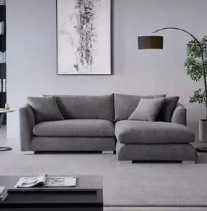 Nhà hiện đại phòng khách sofa Set Trắng Linen lông kem vải màu be L hình góc Modular ghế sofa cắt