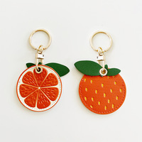 Porte-clés personnalisé en cuir PU léger, pendentif mignon en forme de fruit pour clés de voiture avec chaîne de sac suspendue