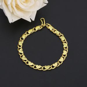 Bracelet Cœur Plaqué Or 24K JXX – Bijou Tendance avec Chaîne et Maillons en Laiton - Product Image 2