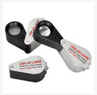 Loupe professionnelle 10X avec LED UV, quatre sources lumineuses, pliable et rechargeable par USB pour outils de bijoutier