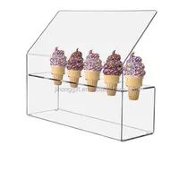 5 छेद के साथ स्पष्ट एक्रिलिक आइसक्रीम कोन धारक प्रदर्शन slanted छींक गार्ड