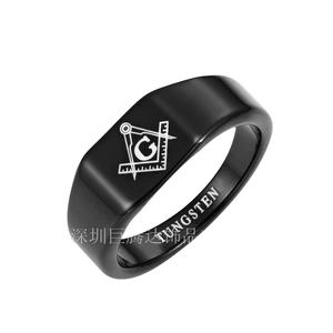 质量保证碳化钨金戒指符号-金钨带共济会戒指 - Product Image 3